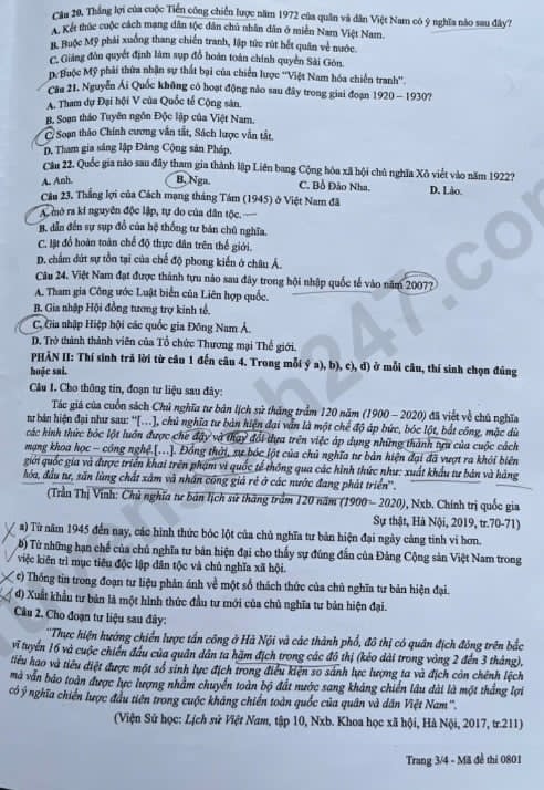 Đáp án môn Lịch sử thi tốt nghiệp THPT 2026 mã đề 0801 nhanh nhất, đầy đủ nhất - Ảnh 3.