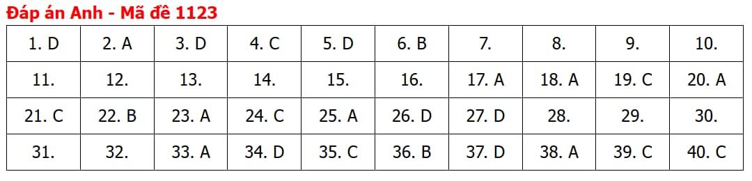 Đáp án đề thi môn Tiếng Anh thi tốt nghiệp THPT 2026 mã đề 1123 nhanh nhất, đầy đủ nhất - Ảnh 4.
