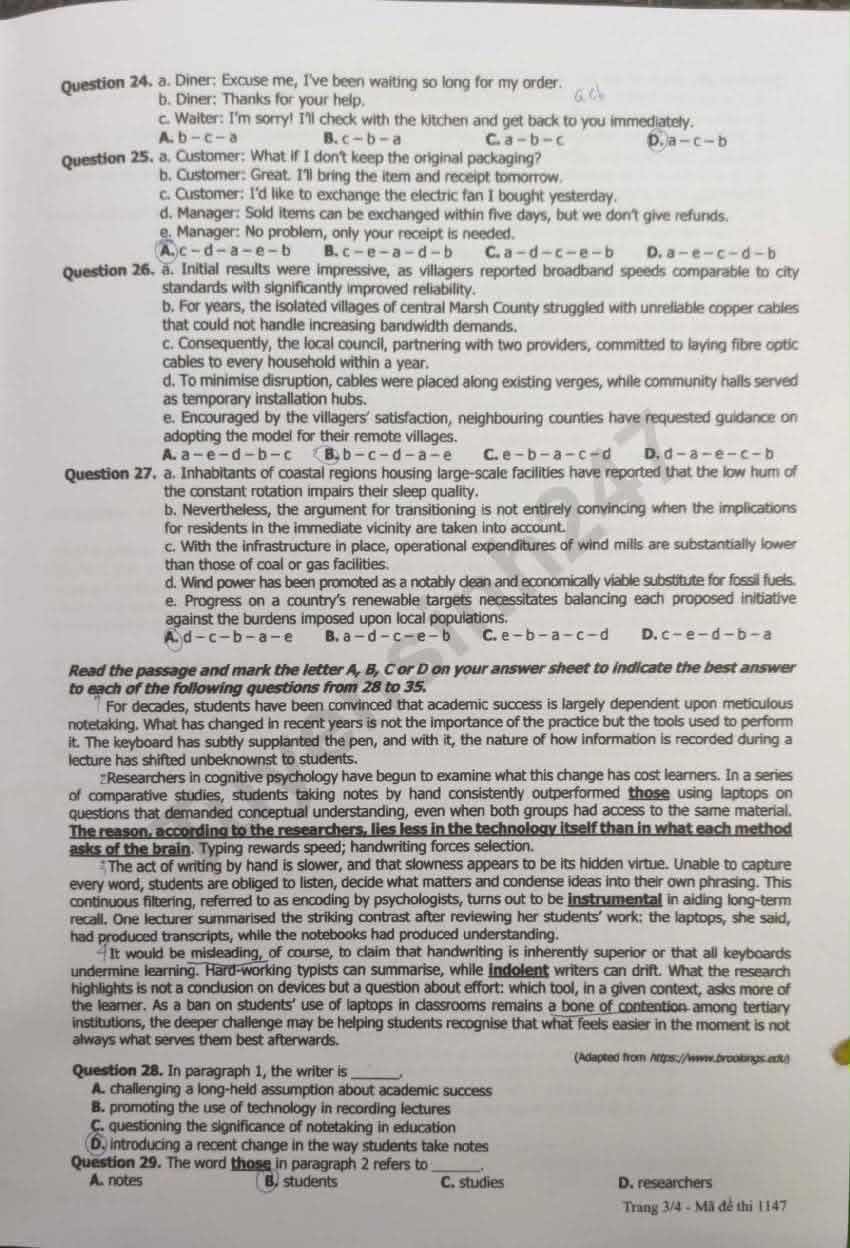 Đáp án môn tiếng Anh thi tốt nghiệp THPT 2026 mã đề 1147 nhanh nhất, đầy đủ nhất - Ảnh 3.