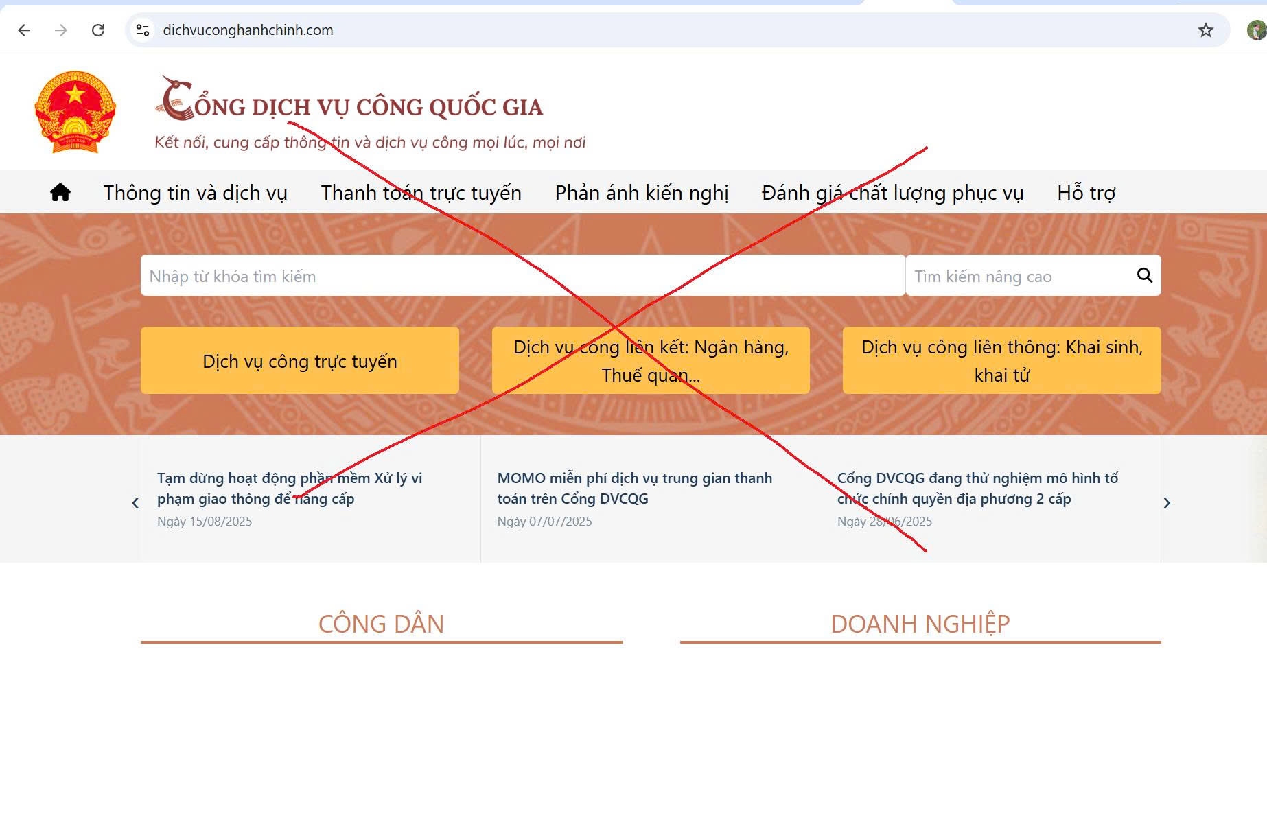 Cảnh báo website giả mạo Cổng Dịch vụ công Quốc gia để lừa đảo - Ảnh 1.
