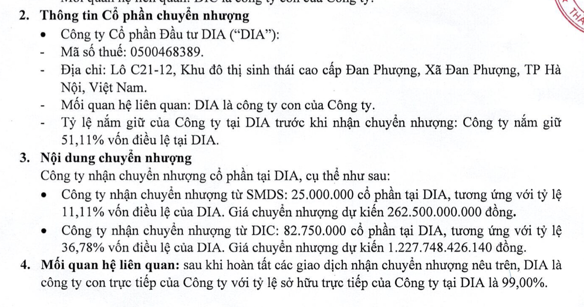 Sunshine chi gần 1.500 tỷ đồng nâng sở hữu tại Đầu tư DIA lên 99%- Ảnh 1.
