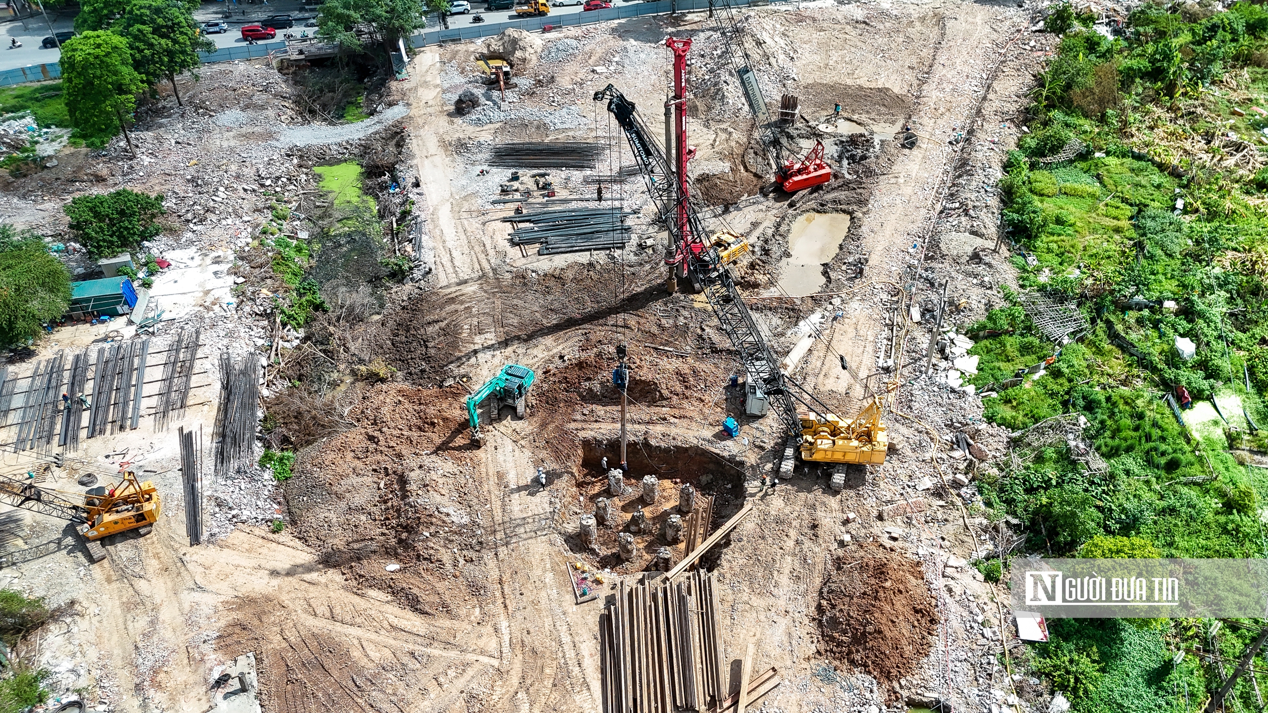 Hà Nội: Thi công rầm rộ tại nút giao Phạm Tu - đường 70- Ảnh 6. Hà Nội: Thi công rầm rộ tại nút giao Phạm Tu - đường 70- Ảnh 6.
