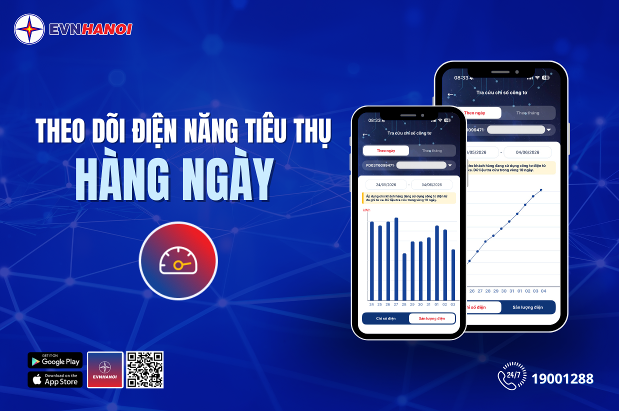 Khuyến khích khách hàng thường xuyên theo dõi điện năng tiêu thụ hàng ngày qua App EVNHANOI - Ảnh 1.