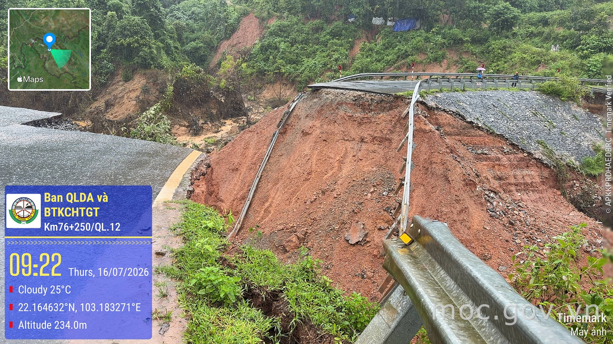 Lai châu thông xe Km76+250 Quốc lộ 12 sau thiên tai - Ảnh 1.