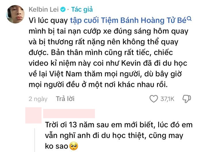 Sau 13 năm, nam chính của Tiệm bánh Hoàng tử bé hé lộ lý do 