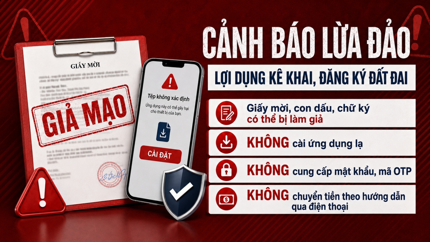 Cảnh báo thủ đoạn lợi dụng việc kê khai, đăng ký đất đai để lừa đảo - Ảnh 1.