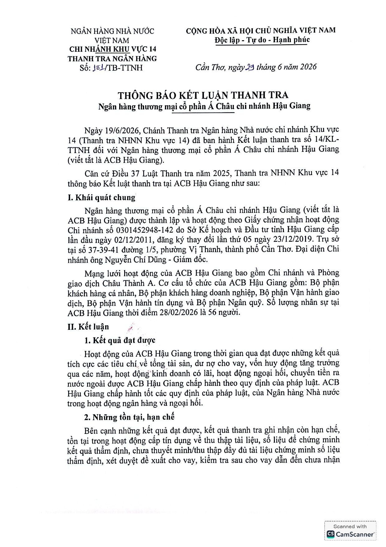 Thanh tra NHNN chỉ ra loạt tồn tại trong hoạt động tín dụng tại 3 chi nhánh ACB - Ảnh 2.