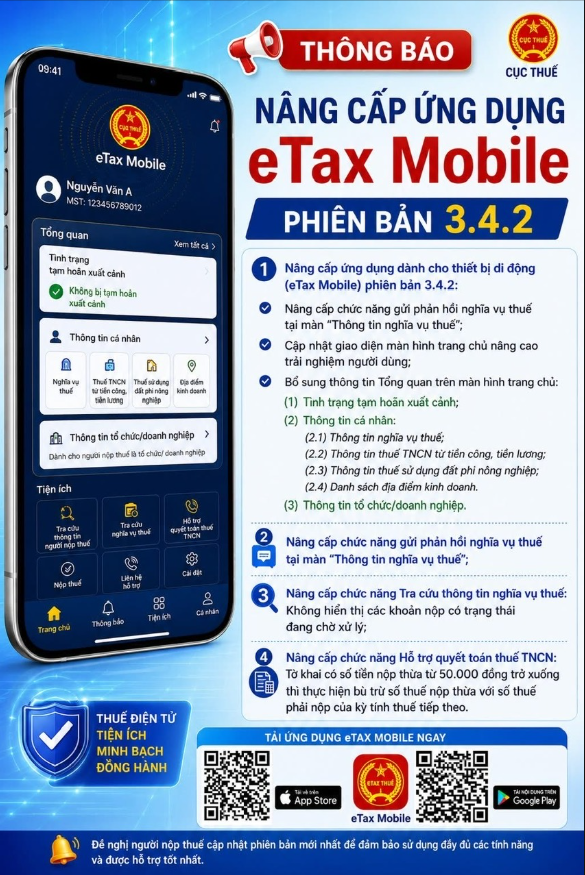 Người nộp thuế dễ dàng kiểm tra nợ thuế, tạm hoãn xuất cảnh trên eTax Mobile bản mới nhất - Ảnh 1.
