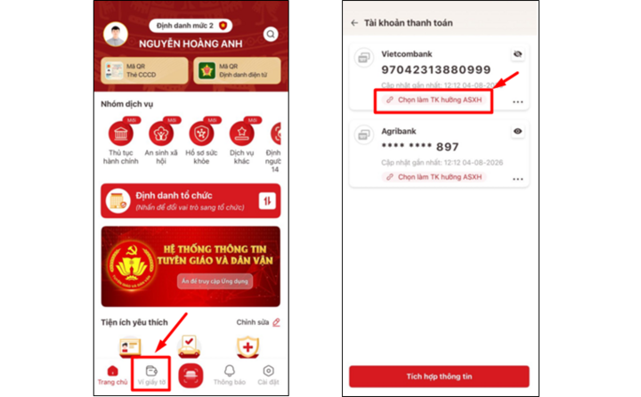 C&aacute;ch t&iacute;ch hợp t&agrave;i khoản thanh to&aacute;n tr&ecirc;n ứng dụng VNeID- Ảnh 3.