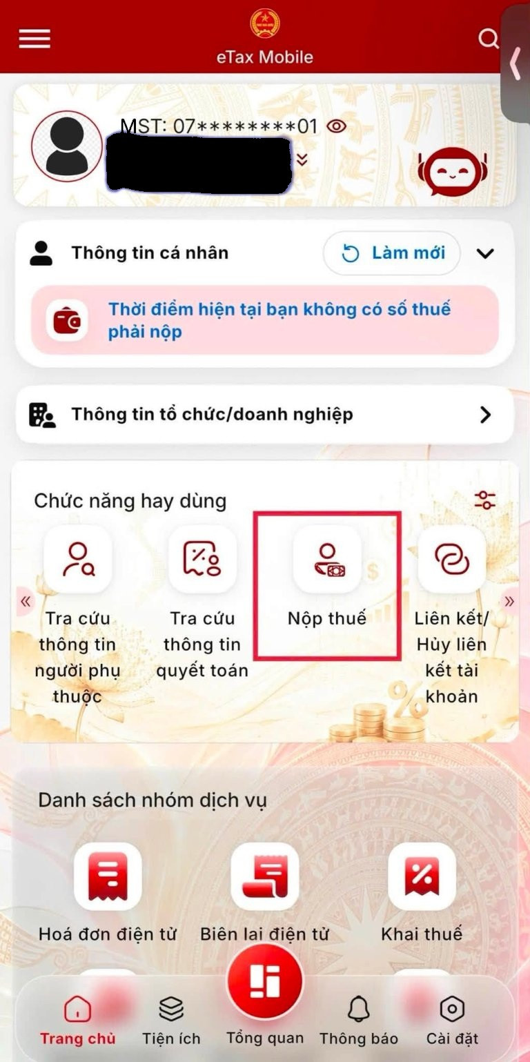 C&aacute;ch nộp thuế sử dụng đất phi n&ocirc;ng nghiệp năm 2026 tr&ecirc;n eTax Mobile- Ảnh 5.