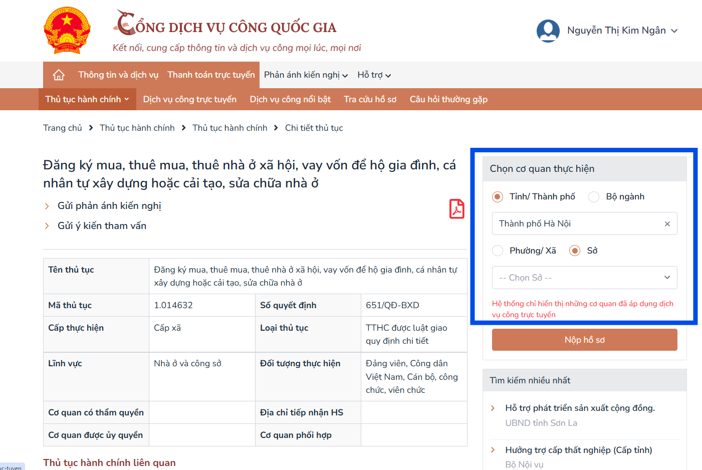 C&aacute;c bước đăng k&yacute; mua, thu&ecirc; nh&agrave; ở x&atilde; hội tr&ecirc;n Cổng Dịch vụ c&ocirc;ng Quốc gia - Ảnh 5.