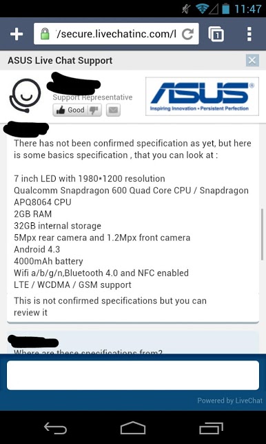 Công nghệ - Rò rỉ cấu hình Nexus 7 II từ Asus