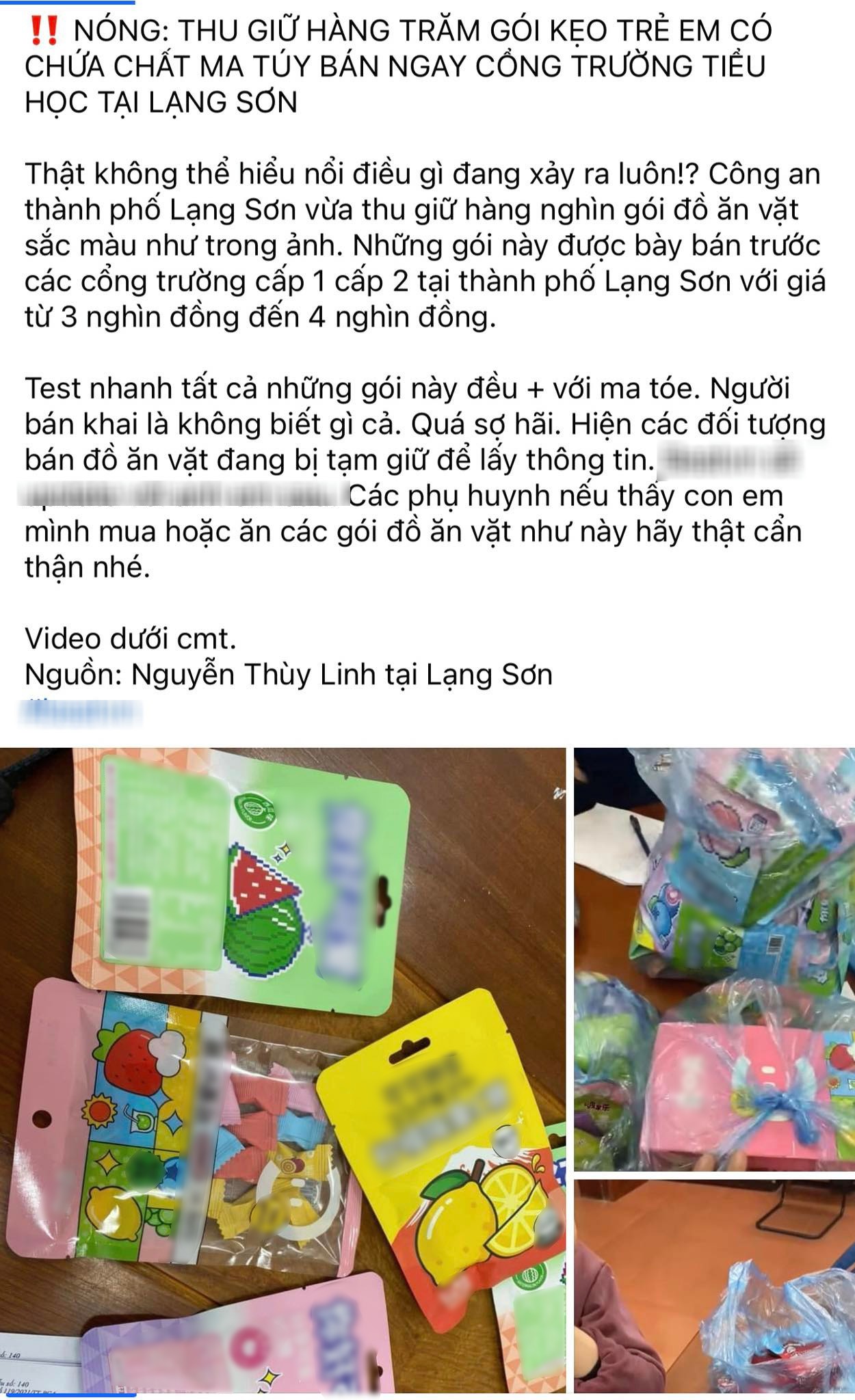 Cộng đồng mạng - Xôn xao thông tin kẹo bán ở cổng trường chứa chất ma túy, Công an tỉnh Lạng Sơn nói gì?