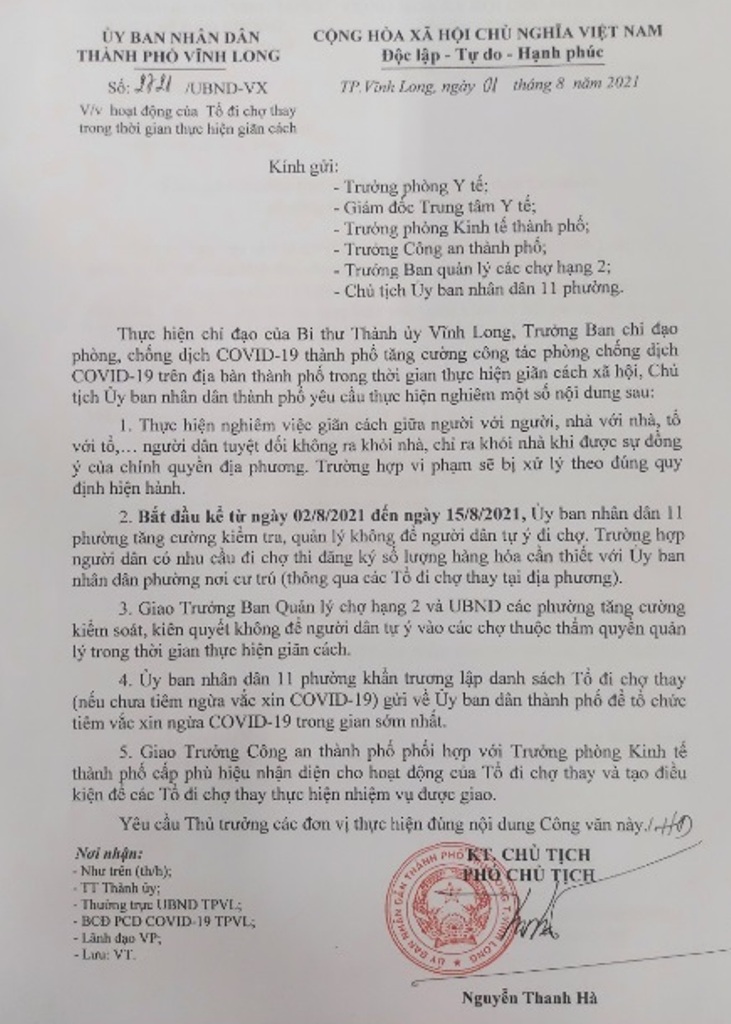 Sự kiện - TP.Vĩnh Long thành lập Tổ đi chợ thay để tăng cường phòng chống dịch Covid-19