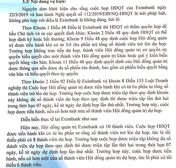 Tài chính - Ngân hàng - 3 lý do Eximbank khiếu nại việc tạm dừng bổ nhiệm Chủ tịch HĐQT Lương Thị Cẩm Tú