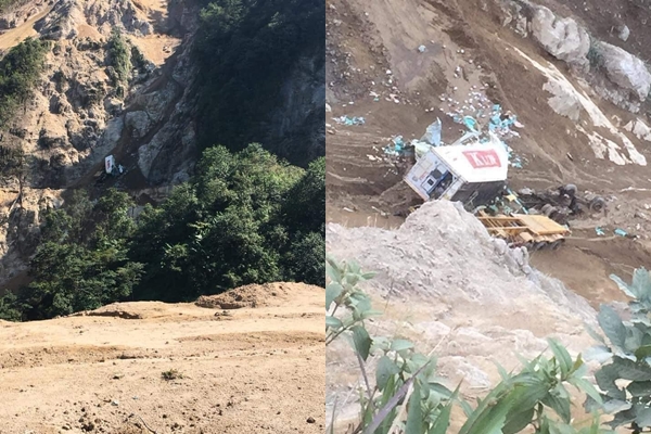 Tin nhanh - Mất l&aacute;i lao xuống vực: Xe container đứt đ&ocirc;i, t&agrave;i xế mất t&iacute;ch