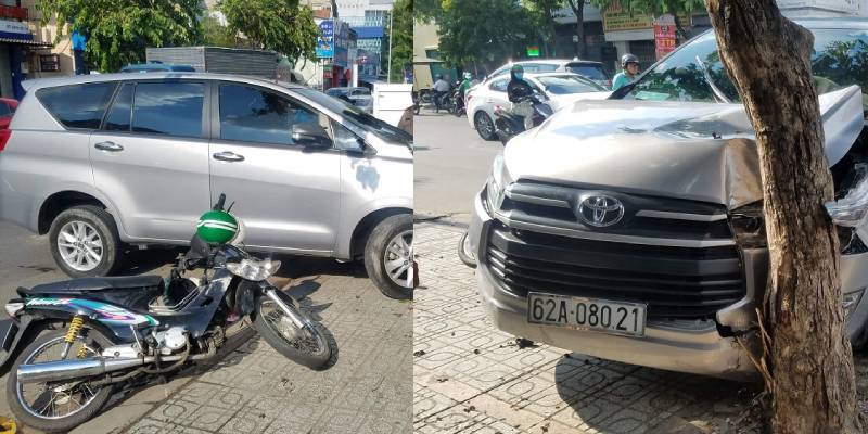 Tin nhanh - Chạy tốc độ cao, ô tô 7 chỗ nổ lốp, tông văng thanh niên chạy GrabBike