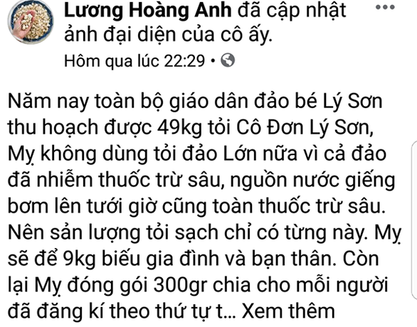 Tin nhanh - Bà Lương Hoàng Anh bị xử phạt 12,5 triệu đồng vì thông tin sai về tỏi Lý Sơn