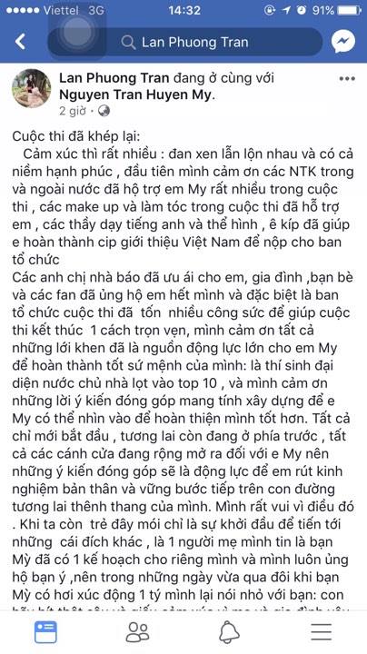 Sự kiện - Mẹ Huyền My lên tiếng khi con gái bị chê trách tại 'Hoa hậu Hoà bình Thế giới 2017' (Hình 4).