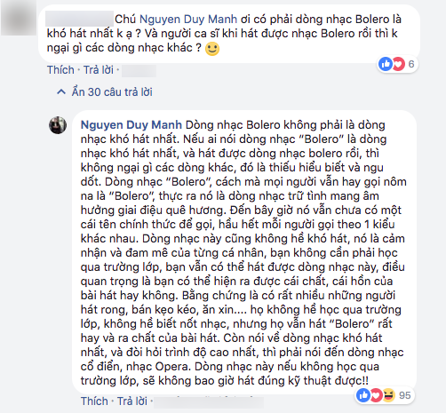 Ngôi sao - Duy Mạnh phản pháo Lệ Quyên: 'Nói dòng nhạc Bolero khó hát nhất là thiếu hiểu biết'