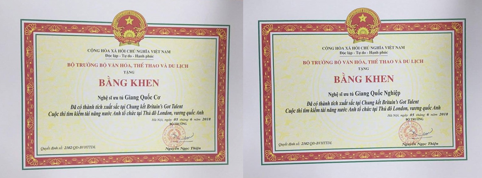 Bộ VH,TT&DL tặng Bằng khen cho anh em Quốc Cơ, Quốc Nghiệp (Hình 2).