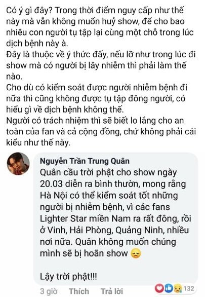 Sự kiện - Nguyễn Trần Trung Quân bị 'ném đá' tơi tả vì phát ngôn nhạy cảm giữa dịch Covid-19 (Hình 3).