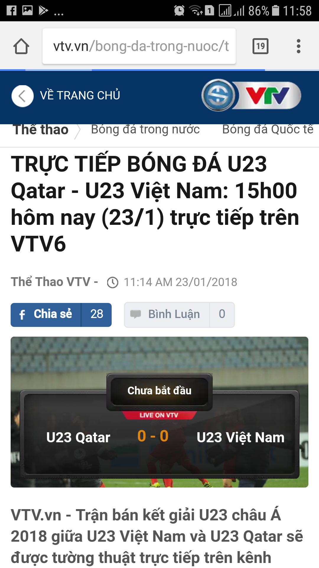 Thủ thuật - Tiện ích - Hướng dẫn xem trực tiếp bán kết U23 Việt Nam-Qatar đơn giản nhất trên smartphone