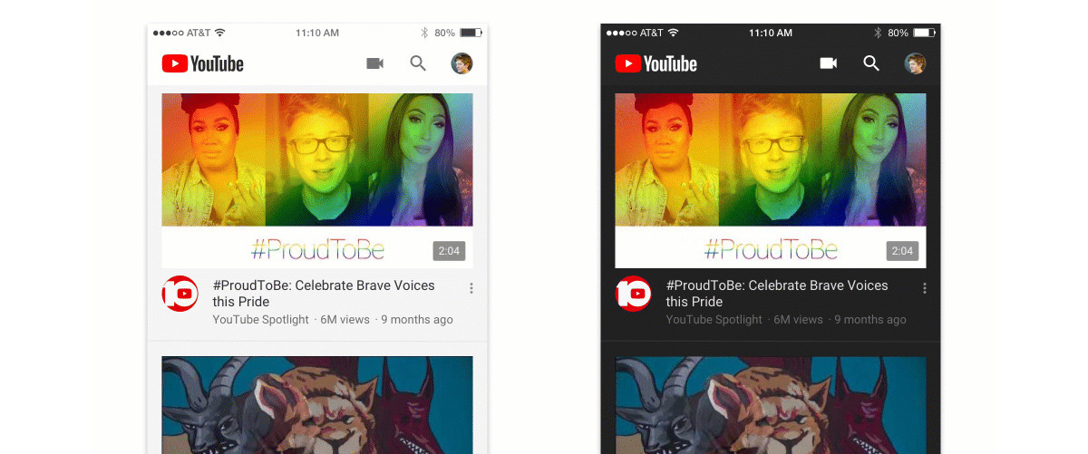Chế độ tối đã có sẵn trên YouTube của Android lẫn iOS