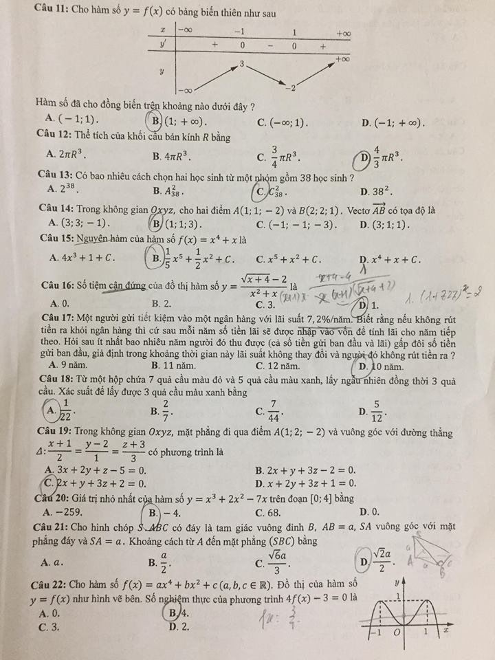 Đề thi, đáp án môn Toán mã đề 116 THPT Quốc gia 2018 chuẩn nhất (Hình 2).
