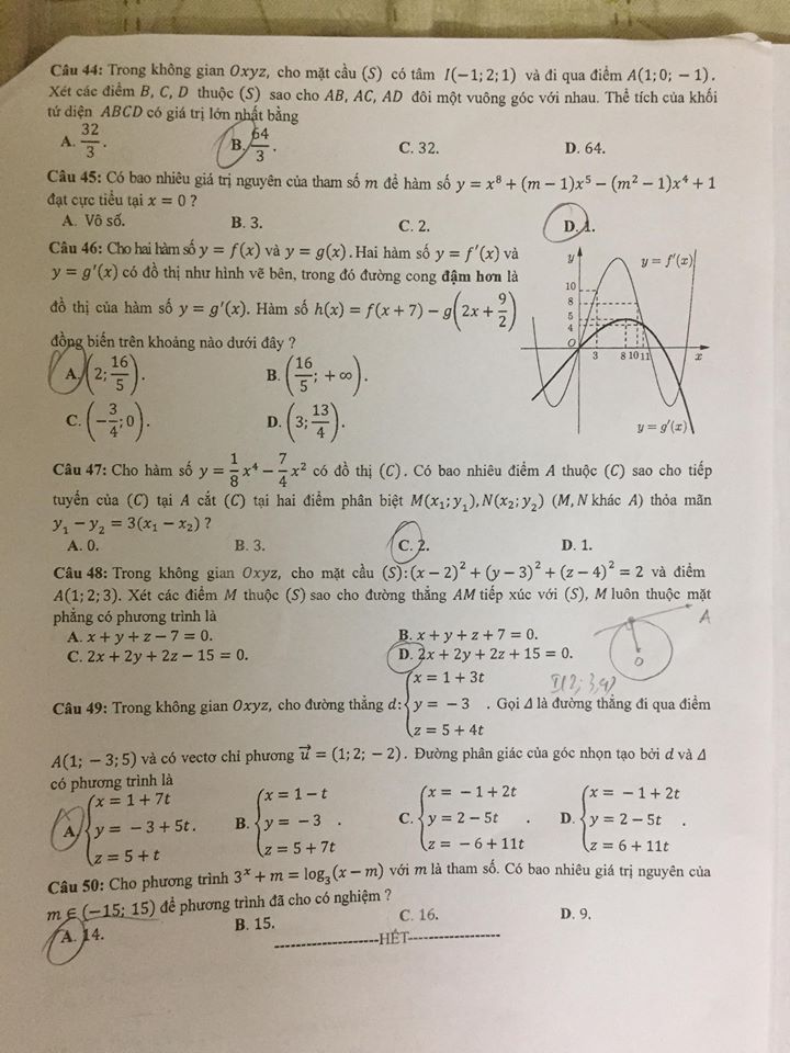 Đề thi, đáp án môn Toán mã đề 116 THPT Quốc gia 2018 chuẩn nhất (Hình 5).