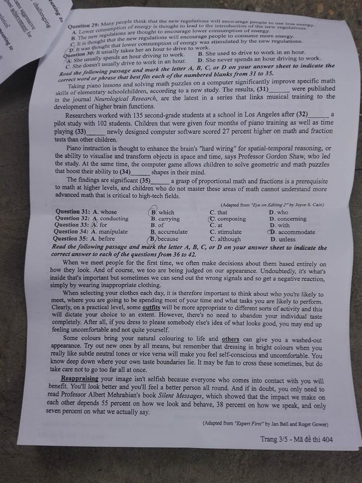 Đề thi, đáp án môn tiếng Anh mã đề 404 THPT Quốc gia 2018 chuẩn nhất (Hình 3).
