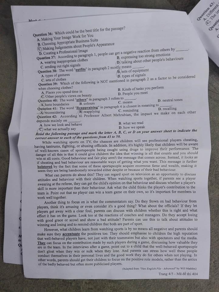 Đề thi, đáp án môn tiếng Anh mã đề 404 THPT Quốc gia 2018 chuẩn nhất (Hình 4).