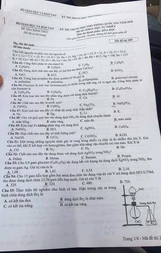 Nhận định về đề thi môn Hóa học kỳ thi THPT Quốc gia 2018