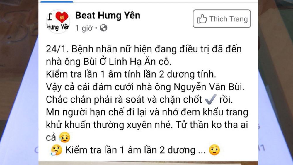 An ninh - Hình sự - Bị triệu tập vì nói người nhiễm Covid-19: “Chết bớt đi cho bớt chật đất' (Hình 2).