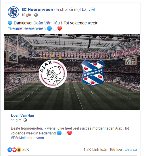 Thể thao - SC Heerenveen gửi lời hẹn gặp Văn Hậu trước giờ 'đại chiến' với Ajax