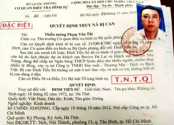 An ninh - Hình sự - Bộ Quốc phòng truy nã tổng giám đốc Bavico Đinh Tiến Sử