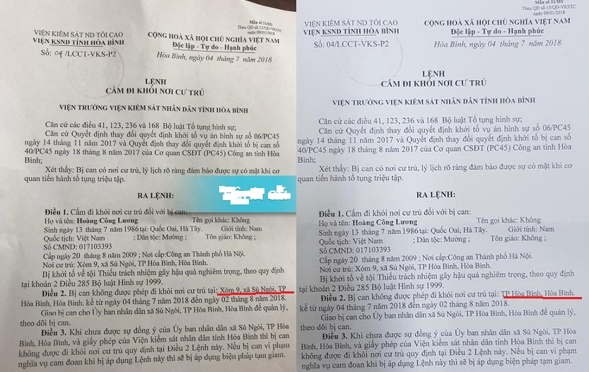 Vì sao bác sĩ Hoàng Công Lương có hai lệnh cấm đi khỏi nơi cư trú?