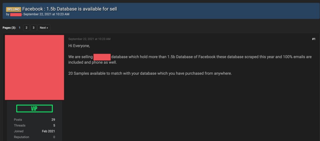 Cuộc sống số - Dữ liệu 1,5 tỷ người dùng Facebook bị rao bán trên diễn đàn hacker (Hình 3).