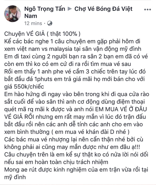 Thể thao - AFF Cup 2018: Xuất hiện vé giả, thận trọng khi mua vé ở chợ đen