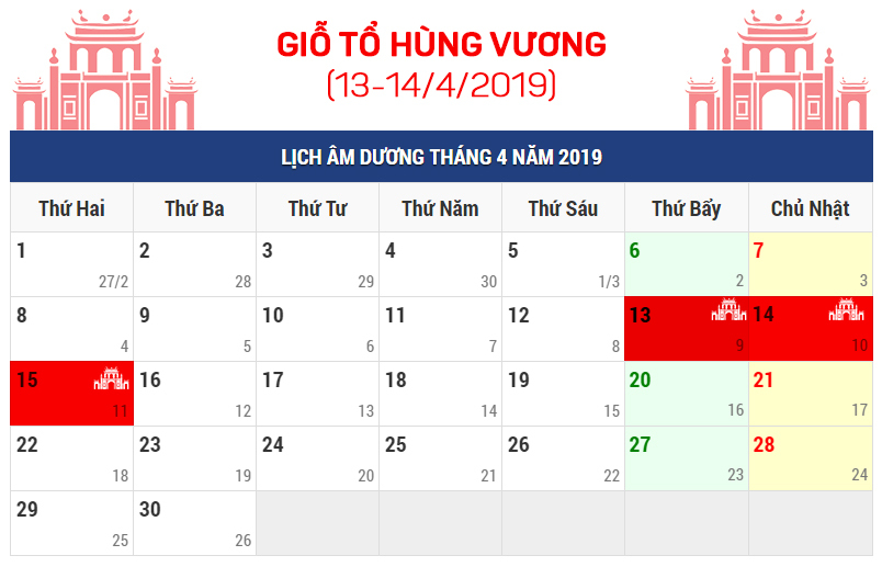 Dân sinh - Đợt nghỉ lễ Giổ tổ Hùng Vương và lễ 30/4 - 1/5 kéo dài bao nhiêu ngày?