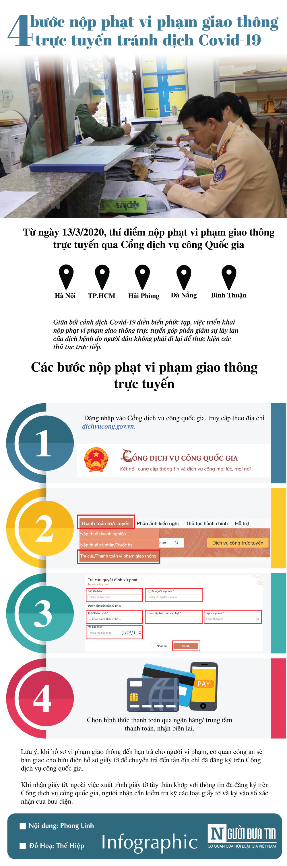 Tin nhanh - [Infographic]: 4 bước nộp phạt vi phạm giao thông trực tuyến tránh dịch Covid-19