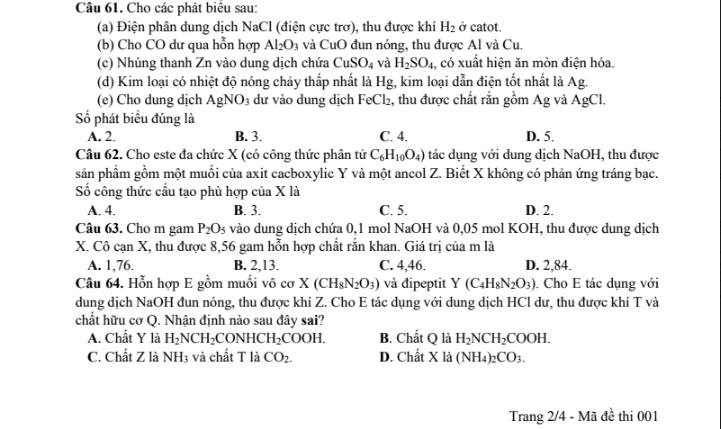 Đề thi, đáp án môn Hóa tất cả mã đề thi THPT Quốc gia 2018 chuẩn nhất cập nhật nhanh (Hình 3).