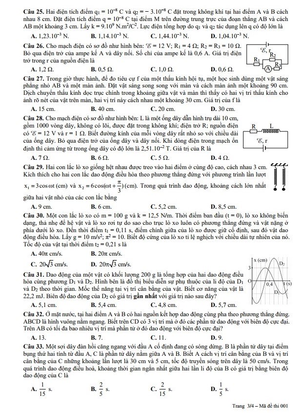 Đề thi, đáp án môn Vật lý tất cả mã đề thi THPT Quốc gia 2018 chuẩn nhất cập nhật nhanh (Hình 5).