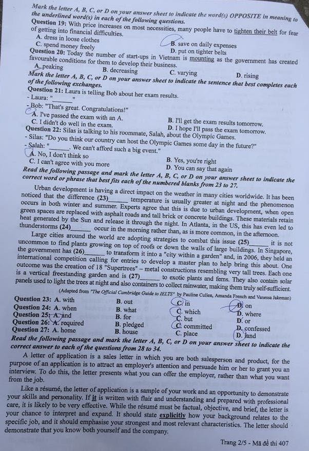 Đề thi, đáp án môn tiếng Anh mã đề 407 THPT Quốc gia 2018 chuẩn nhất (Hình 2).