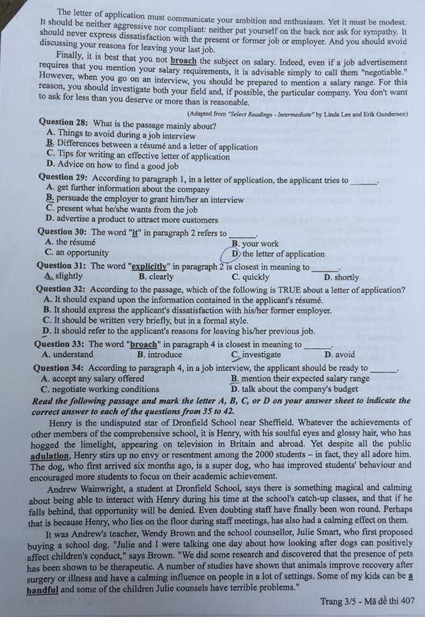 Đề thi, đáp án môn tiếng Anh mã đề 407 THPT Quốc gia 2018 chuẩn nhất (Hình 3).
