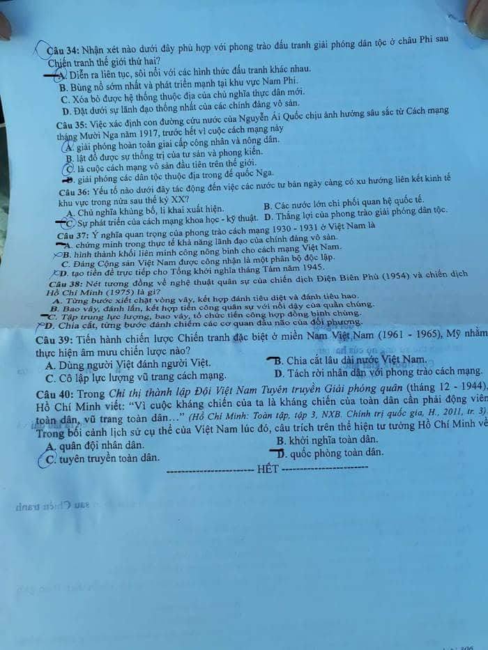 Đề thi, đáp án môn Lịch sử mã đề 306 thi THPT Quốc gia 2018 chuẩn nhất (Hình 6).