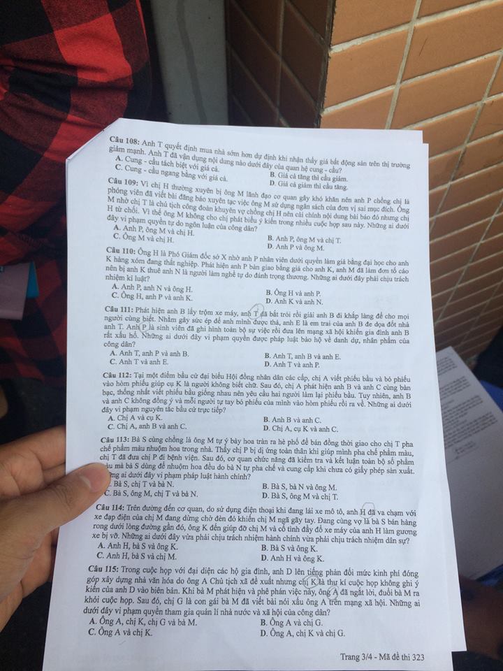 Đề thi, đáp án môn Giáo dục công dân mã đề 323 THPT Quốc gia 2018 chuẩn nhất (Hình 3).