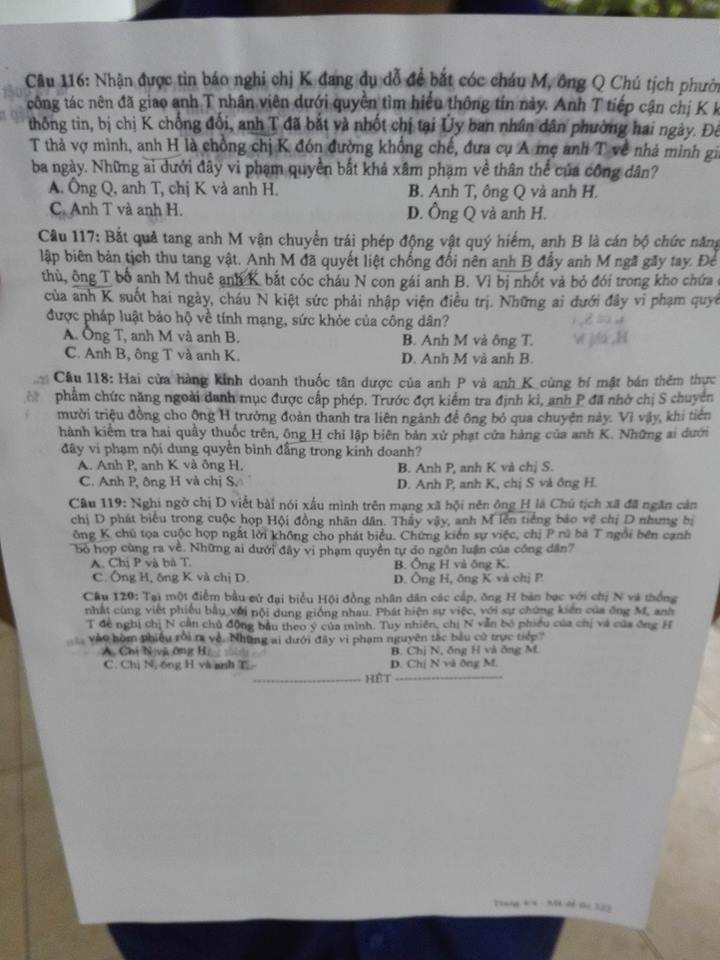 Đề thi, đáp án môn Giáo dục công dân mã đề 324 THPT Quốc gia 2018 chuẩn nhất (Hình 4).