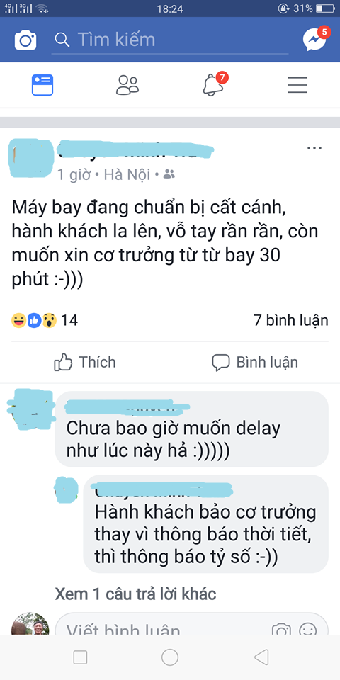 Ở một diễn biến khác, một tài khoản facebook đăng tải: Máy bay đang chuẩn bị cất cánh, hành khách la lên, vỗ tay rần rần, còn muốn xin cơ trưởng từ từ bay 30 phút để được hưởng thêm dư âm hạnh phúc vỡ òa sau chiến thắng của U23 Việt Nam. Một người bạn còn đùa vui: 