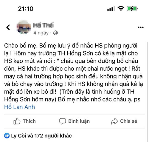 Giáo dục - Không có chuyện 'người lạ mặt bắt cóc trẻ em' tại các trường tiểu học ở Tp.Vinh 